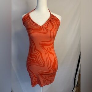 Forever 21  SMALL 2-tone orange/pink tie string strap short/cover-up/drop back